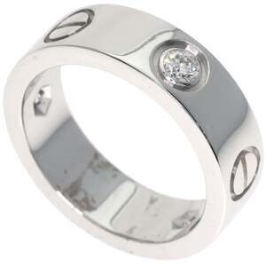 CARTIER Authentic 18k Silver Diamond Love Ring #49